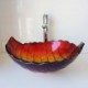 Gold Red Gradient Color Leaf Shape Modern Simple Tempered Glass Bathroom Sink