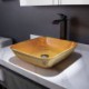 Modern Square Washroom Countertop Sink with Diamond Shaped Crystal Glass Wash Basin