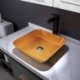 Modern Square Washroom Countertop Sink with Diamond Shaped Crystal Glass Wash Basin