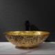 Bathroom Counter Basin Oval Golden Glass Wash Basin