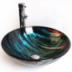 Colorful Round Tempered Glass Sink in Modern Fashion (Faucet Not Included)