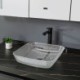 Modern Countertop Bathroom Sink with Transparent Square Glass Wash Basin