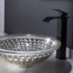 Silver Crystal Glass Wash Basin Modern Round Bathroom Washroom Countertop Sink