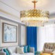 Modern Glass Pendant Light Living Room Bedroom Gold Circular Stainless Steel Chandelier