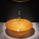 Bathroom Counter Basin Oval Golden Glass Wash Basin