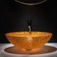 Bathroom Counter Basin Oval Golden Glass Wash Basin