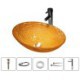 Bathroom Counter Basin Oval Golden Glass Wash Basin