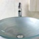 Contemporary Round Silver-White Tempered Glass Basin