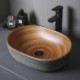 Unique Imitation Wood Grain Basin Oval Ceramic Bathroom Wash Basin