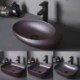 Bathroom Counter Top Wash Basin in Copper Brown Ceramic