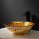 Bathroom Vessel Sink with Circular Golden Glass Wash Basin