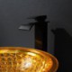 Bathroom Vessel Sink with Circular Golden Glass Wash Basin