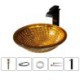 Bathroom Vessel Sink with Circular Golden Glass Wash Basin