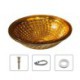 Bathroom Vessel Sink with Circular Golden Glass Wash Basin