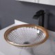 Bathroom Vanity Sink with Circular Glass Wash Basin and Brown Decorative Edge