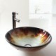 C. Retro Cretive Round Tempered Glass Sink (No Faucet Included)