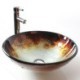 C. Retro Cretive Round Tempered Glass Sink (No Faucet Included)