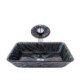 Black Spiral Pattern Basin Bathroom Countertop Waterfall Vessel Sink Tap Rectangle Glass Sink and Faucet Set