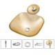 Gold Color Glass Basin Bathroom Countertop Waterfall Vessel Sink Tap Square Sink and Faucet Set