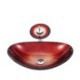 Tempered Glass Bathroom Countertop Waterfall Vessel Sink Tap Gradient Red Sink and Faucet Set