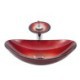 Tempered Glass Bathroom Countertop Waterfall Vessel Sink Tap Gradient Red Sink and Faucet Set