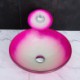 Round Shape Tempered Glass Bathroom Countertop Waterfall Vessel Sink Tap Gradient Sink and Faucet Set