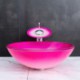 Round Shape Tempered Glass Bathroom Countertop Waterfall Vessel Sink Tap Gradient Sink and Faucet Set