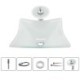 White Color Basin Tempered Glass Bathroom Countertop Waterfall Vessel Sink Tap Square Sink and Faucet Set