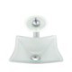 White Color Basin Tempered Glass Bathroom Countertop Waterfall Vessel Sink Tap Square Sink and Faucet Set