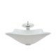 White Color Basin Tempered Glass Bathroom Countertop Waterfall Vessel Sink Tap Square Sink and Faucet Set