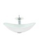 White Ingot Basin Tempered Glass Bathroom Countertop Waterfall Vessel Sink Tap Sink and Faucet Set