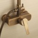 Exposed Pipe Shower with 8-Inch Shower Head and Hand Shower in Antique Brass