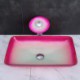 Rectangle Sink and Faucet Set Gradient Basin Bathroom Countertop Waterfall Vessel Sink Tap