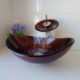 Dark Brown Retro Style Oval Tempered Glass Bathroom Sink With Waterfall Faucet Mounting Ring and Drain Set