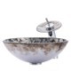 Round Bathroom Vessel Sink Waterfall Tap Basin Retro Counter Top Sink and Faucet Set