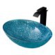 Tempered Glass Oval Shape Art Basin Bathroom Sink With Tap Crystal Vessel Sink