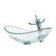 Transparent Tempered Glass Basin Waterfall Tap Vessel Sink Oval Sink and Faucet Set