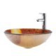 Tempered Glass Basin With/Without Tap Vessel Sink Retro Round Sink and Faucet Set