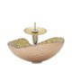 Gold Irregular Glass Basin Bathroom Countertop Waterfall Vessel Sink Tap Sink and Faucet Set