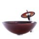 Tempered Glass Bathroom Sink with Antique Round Basin Stripes and Waterfall Faucet