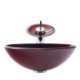 Tempered Glass Bathroom Sink with Antique Round Basin Stripes and Waterfall Faucet