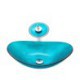 Bule Color Ingot Glass Basin Bathroom Countertop Waterfall Vessel Sink Tap Sink and Faucet Set