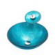 Blue Color Basin Bathroom Countertop Waterfall Vessel Sink Tap Round Sink and Faucet Set