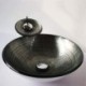 Waterfall Faucet Water Drain Mounting Ring Modern Round Silver Whirlpool Tempered Glass Sink and Faucet Sets