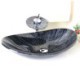 Oval Tempered Glass Bathroom Sink with Waterfall Faucet, Drain, and Mounting Ring