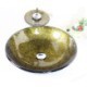 Waterfall Faucet Water Drain Mounting Ring Modern Round Golden Tempered Glass Sink and Faucet Sets