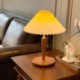 Pull Chain Switch European Retro Pleated Table Lamp With Wood Base For Living Room