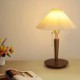 Pull Chain Switch European Retro Pleated Table Lamp With Wood Base For Living Room