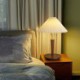 Pull Chain Switch European Retro Pleated Table Lamp With Wood Base For Living Room