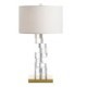 Fabric Lamphade Bedroom Study Desk Reading Light Modern Glass Table Lamp Stacked Glass Cubes